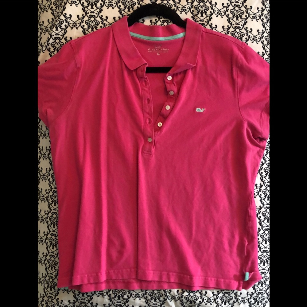 Pink vineyard vines polo shirt